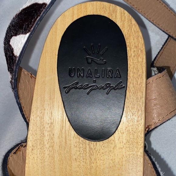 Unalira for Free People Cow print Ankle Wrap Clogs - Picture 7 of 11